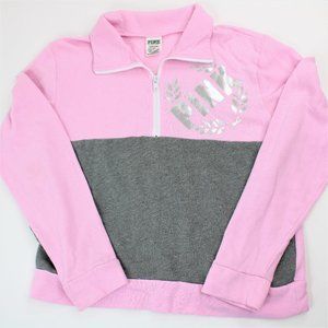 Victorias Secret Pink Qtr Zip Bling Sweatshirt Sm